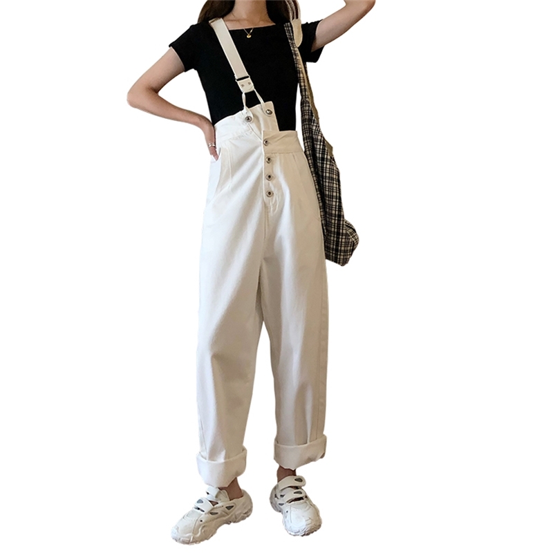 SML 2 colors jeans womens autumn loose fashion wide leg trousers jumpsuit korean casual denim overalls womens (78393 210423