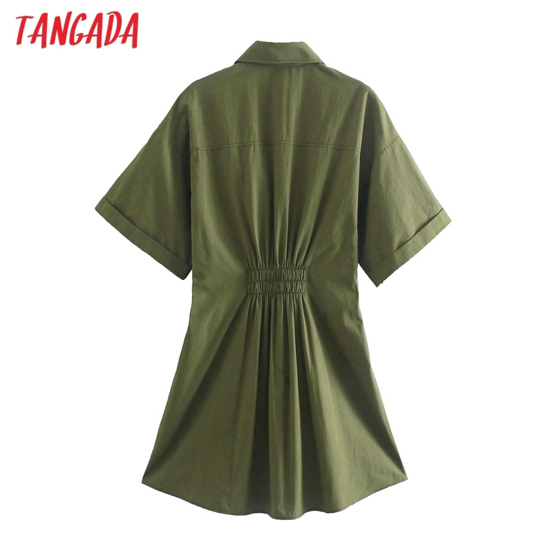 Summer Women Amygreen Shirt Tunic Short Sleeve Ladies Mini Dress Vestidos JE14 210416