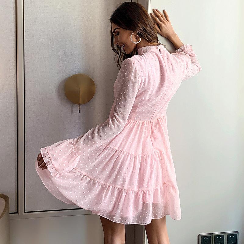 IFox Charming O Neck Knee Length Boho Women Dress 2021 Arrival Chiffon Long Sleeve Summer Autumn Beach Vestidos Casual Dresses