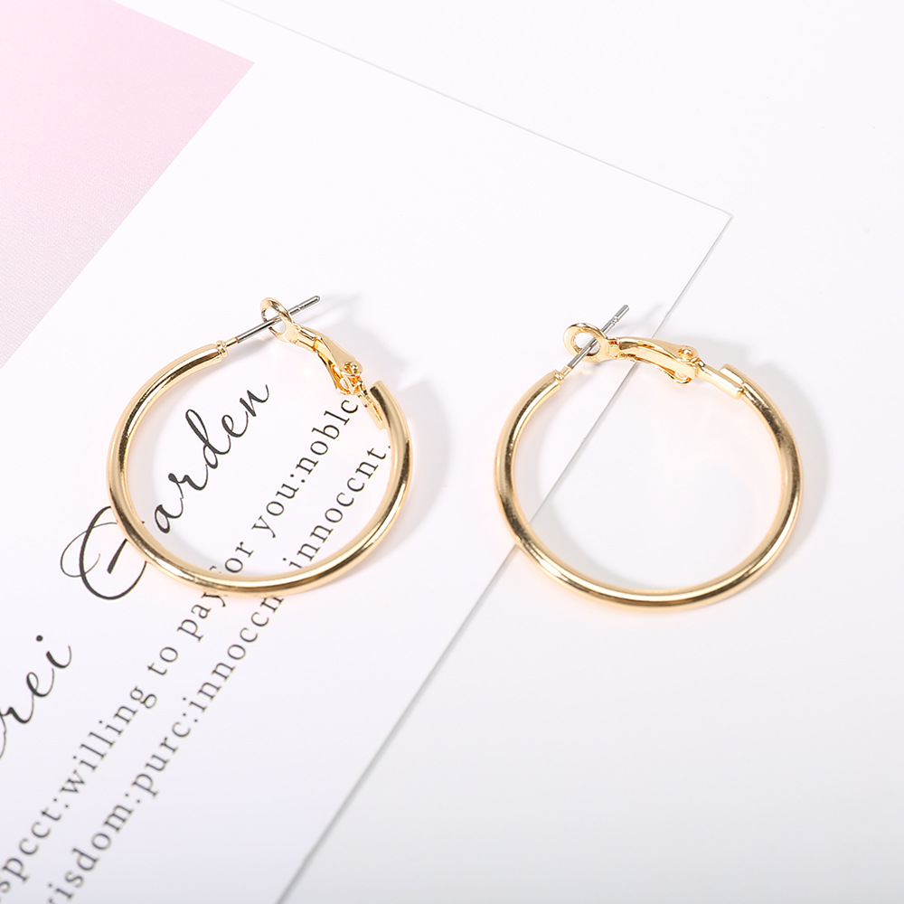 Simple C Shaped Big Hoop Ear Rings 925 Sterling Silver Earings Nail Gold Color Exaggerated Geometric Circle Loops Earrings for Women