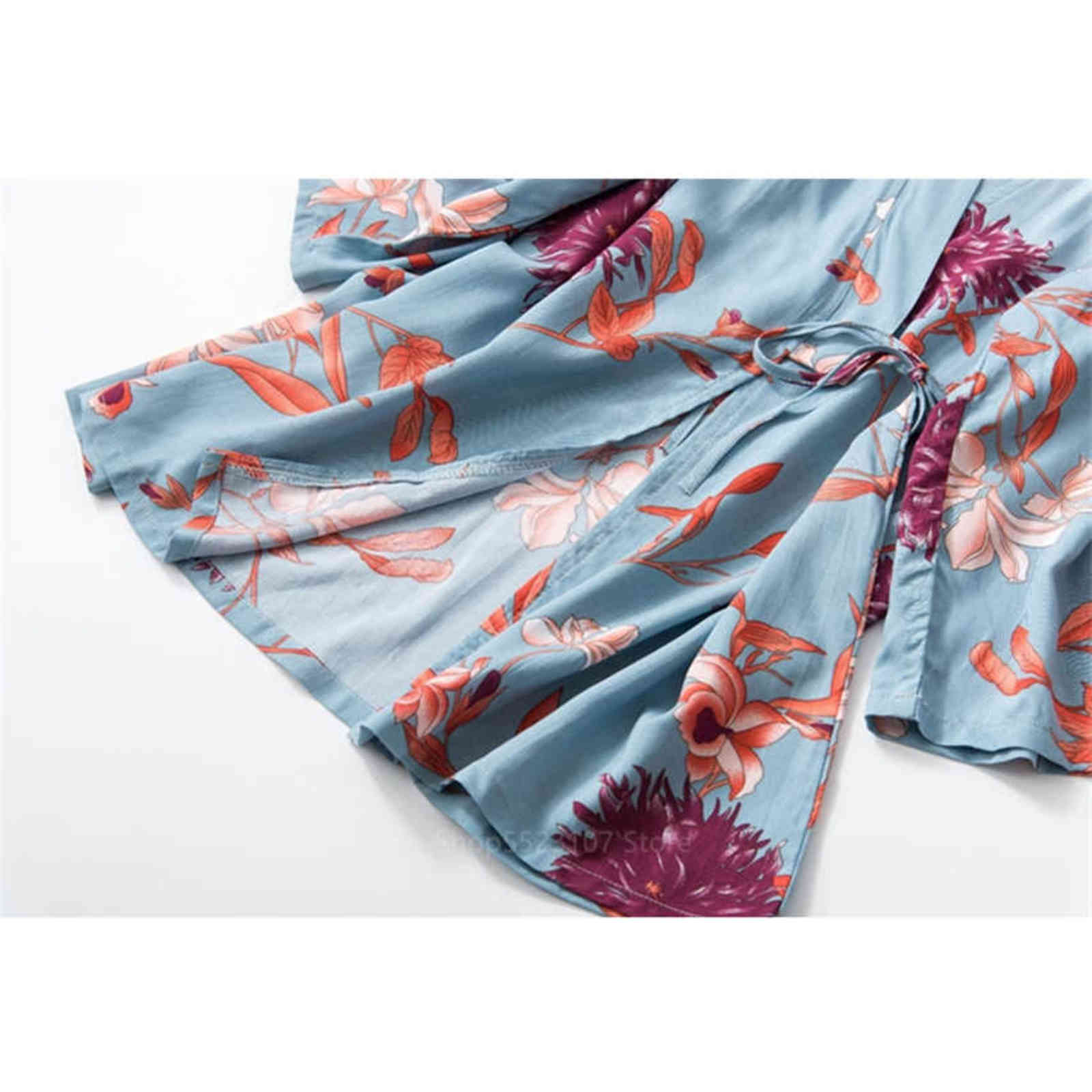 Satin Pajamas for Women 3Pcs Pjs Home Wear Clothes Print Floral Cotton Ladies Sexy Loose Sleep Nightwear Sets 211112