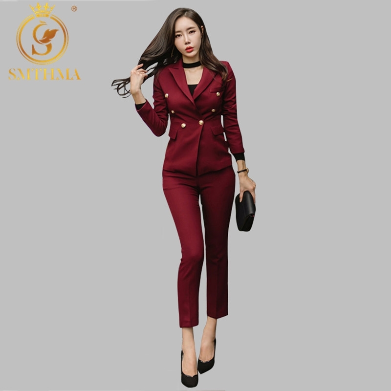 High Quality Work Pant Suits OL 2 Piece Sets Double Breasted Red Pink Blazer Jacket & Trousers For women's 210520, Suit
High Quality Work Pant Suits OL 2 Piece Sets Double Breasted Red Pink Blazer Jacket & Trousers For women's 210520, Suit