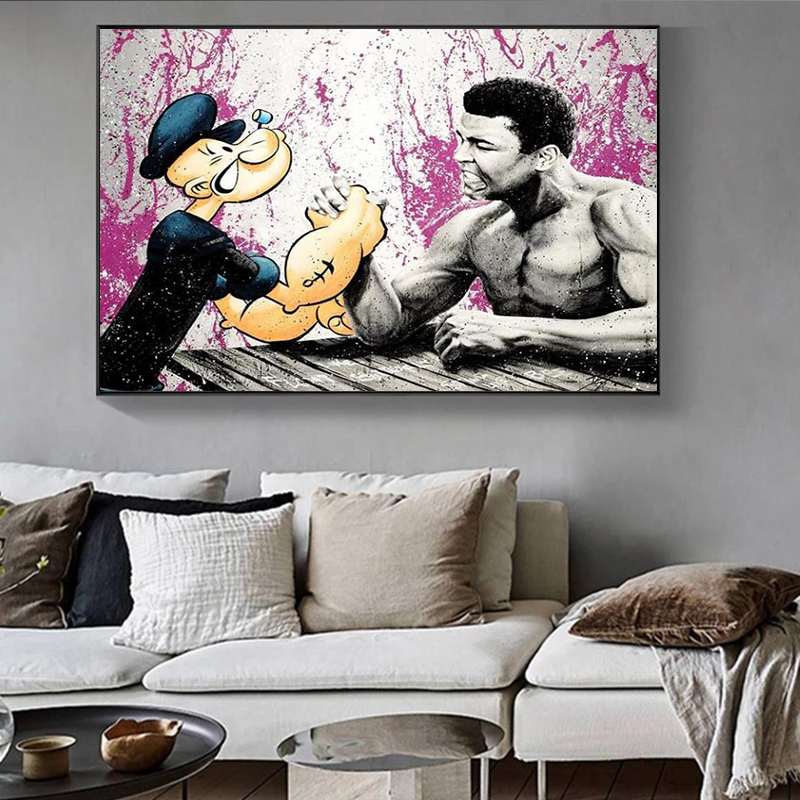 Modern graffiti art boxing match art decoration HD quality kindergarten kids children room picture room poster canvas painting
