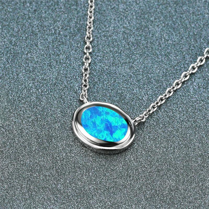 Pendant Necklaces Boho Bridal Geometric Wedding Necklace Dainty Silver Color Chain Oval Cute Female Blue Opal For Women
Pendant Necklaces Boho Bridal Geometric Wedding Necklace Dainty Silver Color Chain Oval Cute Female Blue Opal For Women