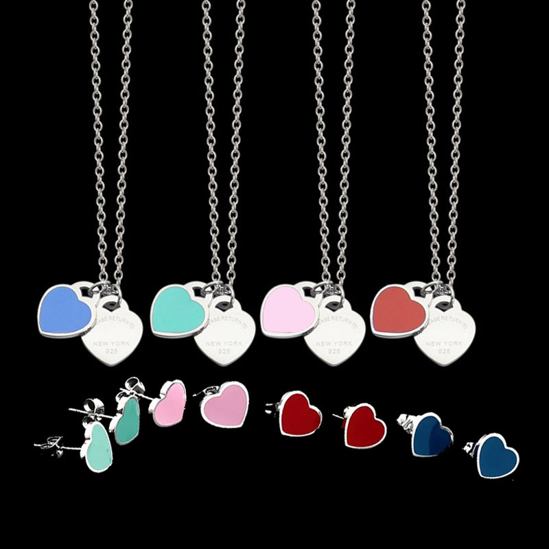 Women enamel BLUE Red PINK Green color Double Heart Charms Necklace and Earring Jewelry set Fashion Stainless T letters Sun gold Jewellry sets, Check picture
Women enamel BLUE Red PINK Green color Double Heart Charms Necklace and Earring Jewelry set Fashion Stainless T letters Sun gold Jewellry sets, Check picture