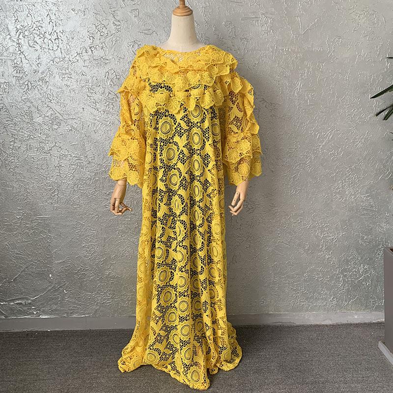 Ethnic Clothing African Dresses For Women Dashiki Plus Size Long Sleeve Fashion Lace Dress Africa Muslim
