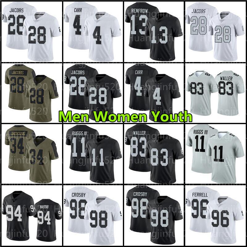 83 Darren Waller Jersey 28 Josh Jacobs 98 Maxx Crosby Derek Carr Hunter Renfrow Football 11 Henry Ruggs III Howie Long Charles Woodson Carl Nassib Bo Jackson, Men jersey