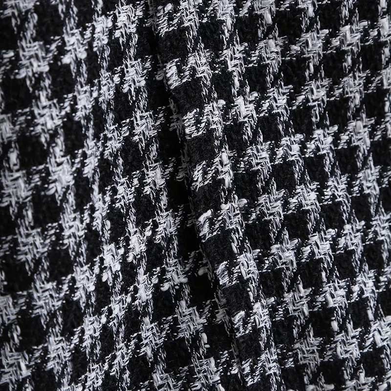 Vintage Plaid Tweed Jacket Coat With Buttons Women Stylish V Neck Short Cardigan Tops Houndstooth Long Sleeve Jackets 210515