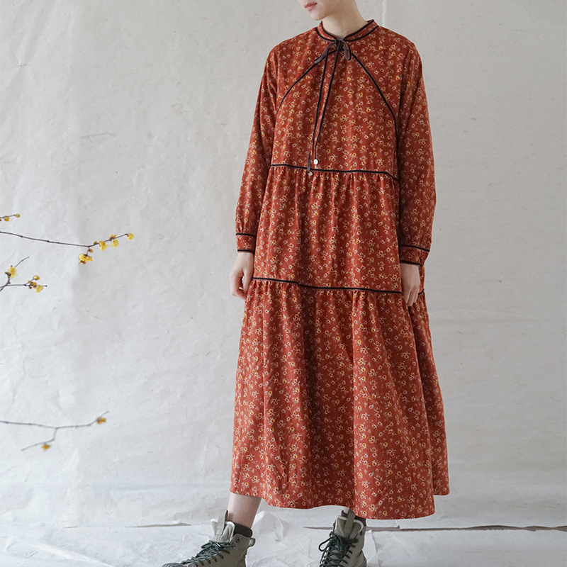 Johnature Spring Corduroy Vintage Dresses For Women Print Floral Stand Long Sleeve Loose Robes Spring Soft Female Dress 210521, Caramel
Johnature Spring Corduroy Vintage Dresses For Women Print Floral Stand Long Sleeve Loose Robes Spring Soft Female Dress 210521, Caramel