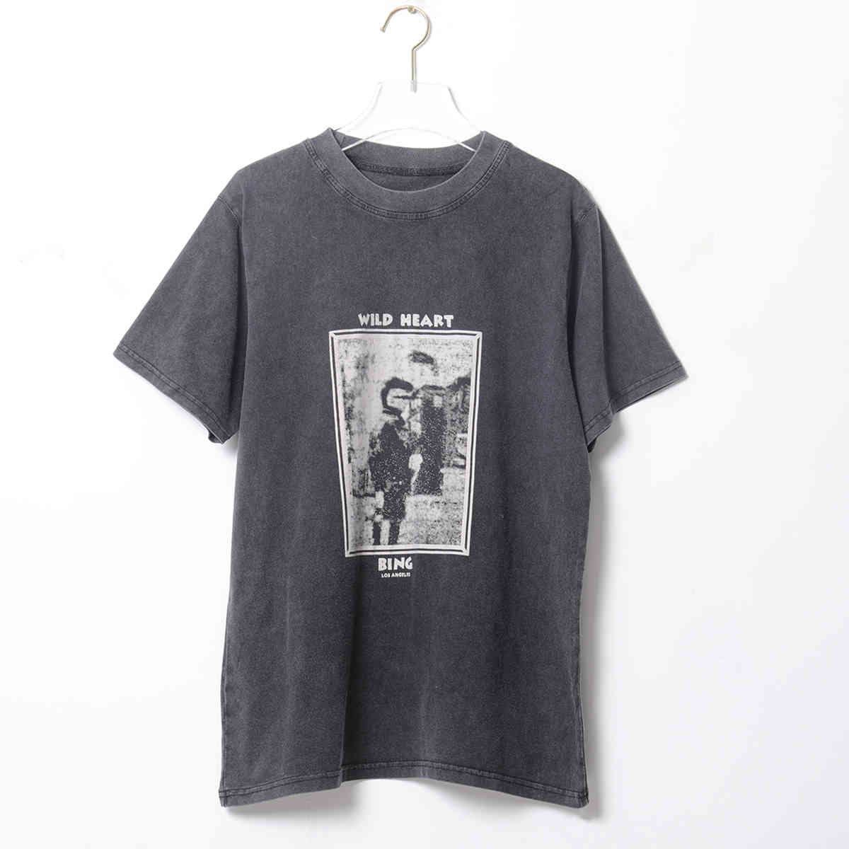 Wild Heart Faded Tees Women Summer Short Sleeve O Neck Cotton Shirts T-Shirt Casual Vintage Classic Washed Black Tshirt Top 210406