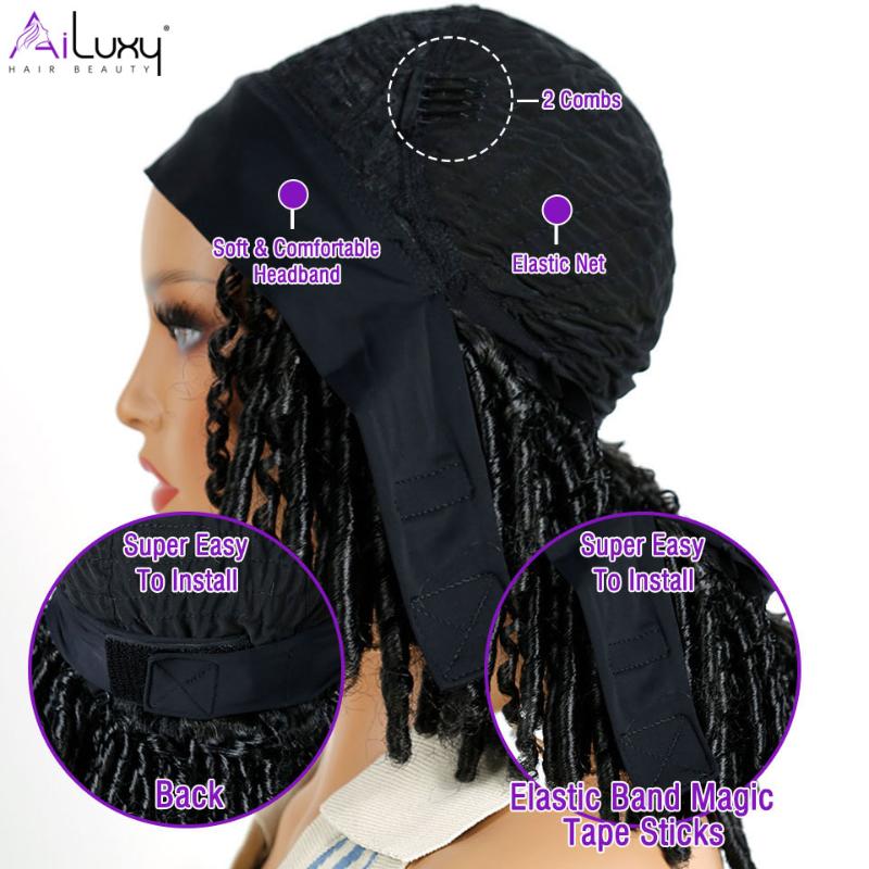 Synthetic Wigs AILUXY Long Wavy Headband Wig For Black Women None Replacement Body Wave Headwraps Hair 2021 Fashion
