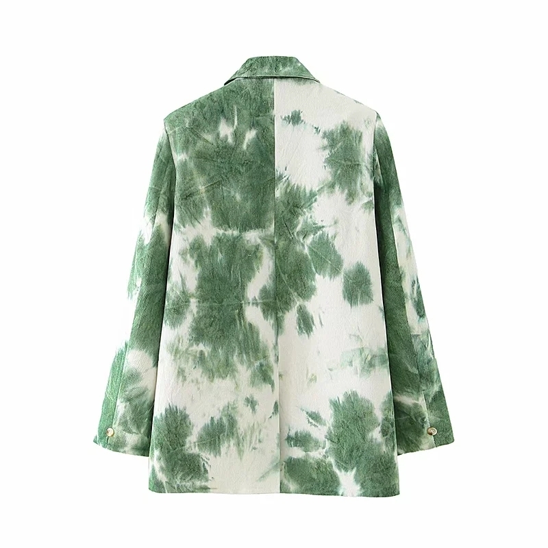 casual women elegant tie dye long blazers fashion ladies loose patchwork jacket suits female chic girls set 210430