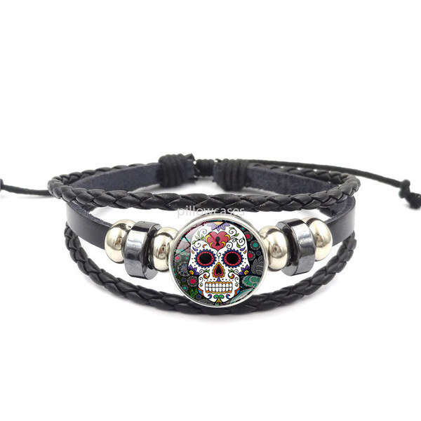 Sugar Skull Glass Cabochon Bracelet String adjustable Ginger Snap Button Chunks Wrap Multilayer bracelets Bangle Cuff Wristband Women kids Fashion jewelry
Sugar Skull Glass Cabochon Bracelet String adjustable Ginger Snap Button Chunks Wrap Multilayer bracelets Bangle Cuff Wristband Women kids Fashion jewelry