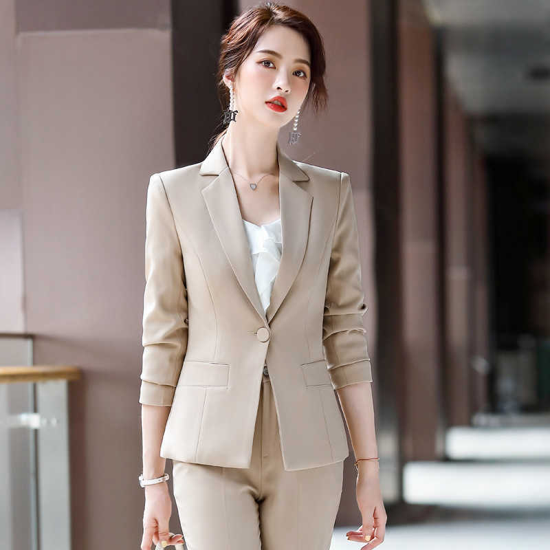 Elegant temperament casual professional women's pants suit two-piece Fashion slim office lady jacket high quality Casual 210527
Elegant temperament casual professional women's pants suit two-piece Fashion slim office lady jacket high quality Casual 210527