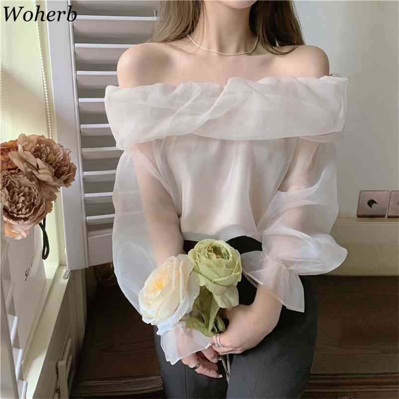Romance Sweet Tops Blouses Sexy Off Shoulder Mesh Shirt Slim Femme Puff Sleeves Korean Chic Elegant Blusas 210519, As photo
Romance Sweet Tops Blouses Sexy Off Shoulder Mesh Shirt Slim Femme Puff Sleeves Korean Chic Elegant Blusas 210519, As photo