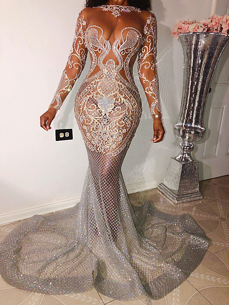 2021 Plus Size Arabic Aso Ebi Silver Luxurious Mermaid Prom Dresses Lace Beaded Sheer Neck Evening Formal Party Second Reception Gowns Dress ZJ553, Customize
2021 Plus Size Arabic Aso Ebi Silver Luxurious Mermaid Prom Dresses Lace Beaded Sheer Neck Evening Formal Party Second Reception Gowns Dress ZJ553, Customize