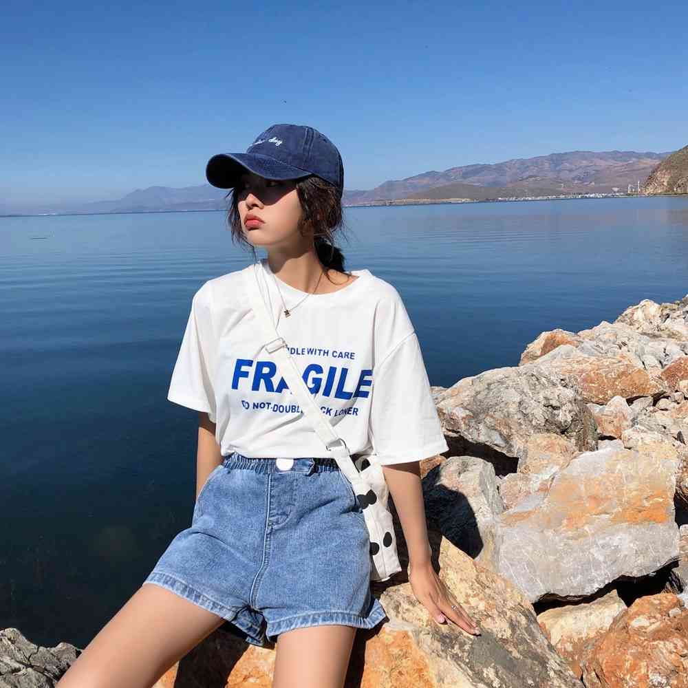 Black Blue White Pink Short Femme Summer Women Denim Arrival High Elastic Waist Wide Leg Shorts Jeans 3659 50 210417