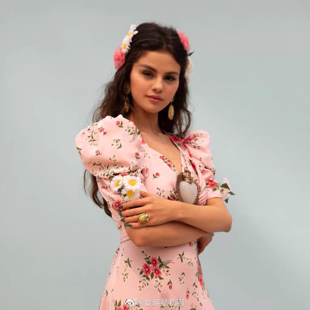 celebrity Kendall pink floral printed v-neck midi dress ruched puff sleeve sweet cute young lady party chic dresses 2xl 210421