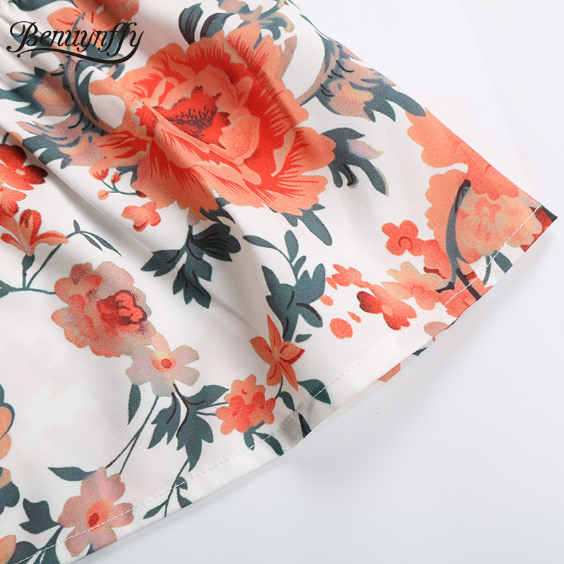 Tie Shoulder Floral Print Ruffle Hem Short Dresses Women Boho Holiday Backless Casual A-Line Summer Beach Dress 210510