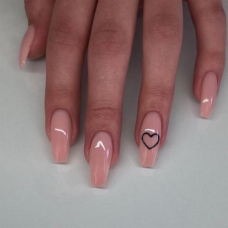 False Nails 24Pcs Middle Length Ballerina Nude Pink Color Design With Heart Pattern Artificial Fake Glue DIY Manicure, A-1
False Nails 24Pcs Middle Length Ballerina Nude Pink Color Design With Heart Pattern Artificial Fake Glue DIY Manicure, A-1