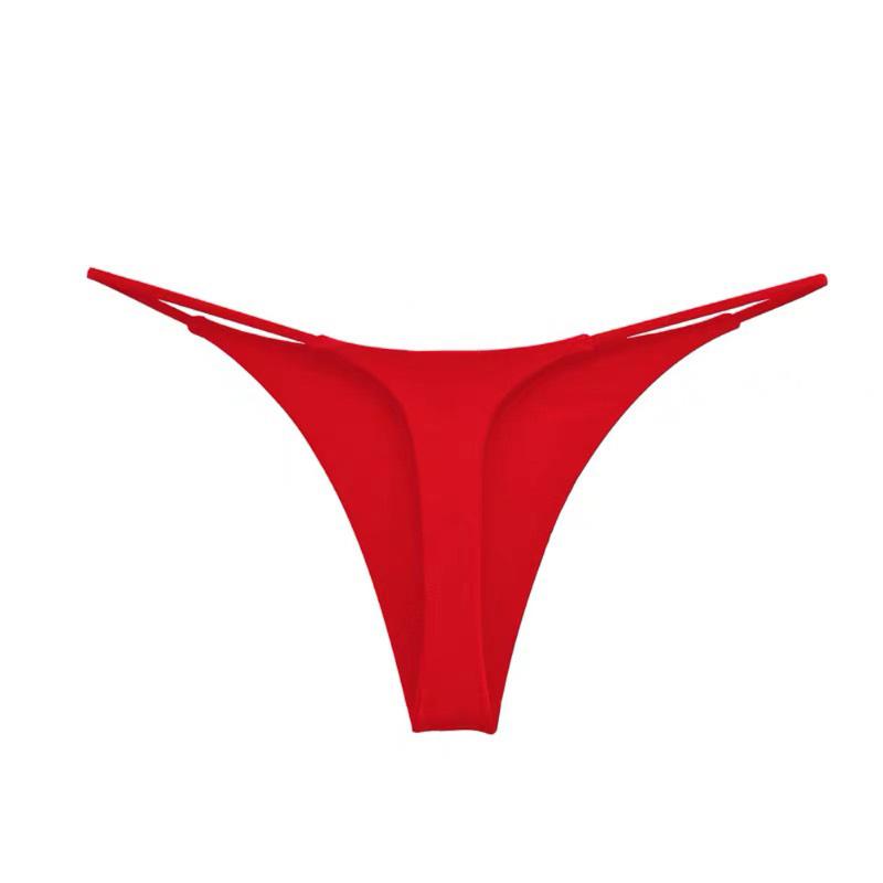 Women Sexy Bandage G String Panties Solid Color Low Waist Thin Strappy Thongs Female Cotton Bikini Underwear Mini Thong Women's