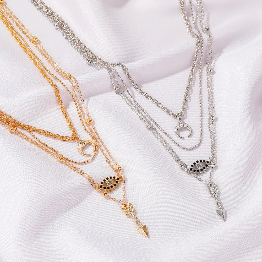 Multilayer Beaded Chain Necklaces for Women crystal moon arrow pendant necklace punk jewelry
Multilayer Beaded Chain Necklaces for Women crystal moon arrow pendant necklace punk jewelry