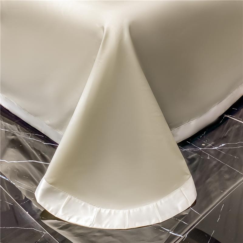 Luxury White Satin Silk Cotton Bedding Set Soft Silky Gold Embroidery Duvet Cover Flat/Fitted Sheet Pillowcases Home Textiles Sets