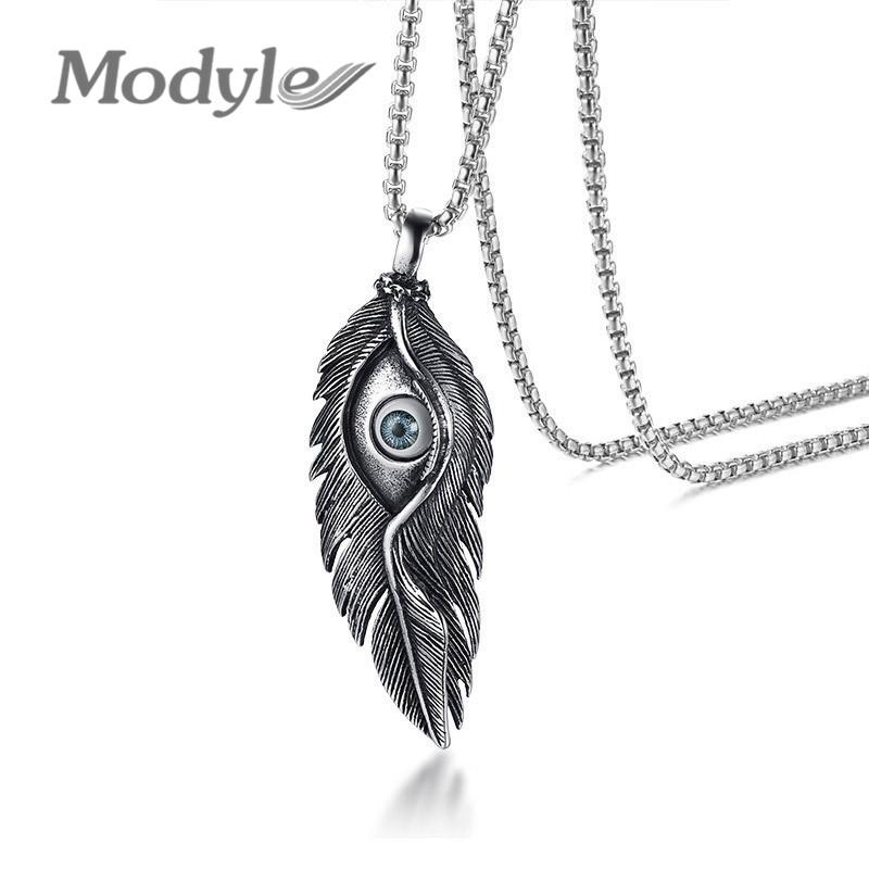 Pendant Necklaces Modyle Mens Feather Style Necklace Vintage Silver Color Stainless Steel Stone Eye Male Party Accessories
Pendant Necklaces Modyle Mens Feather Style Necklace Vintage Silver Color Stainless Steel Stone Eye Male Party Accessories