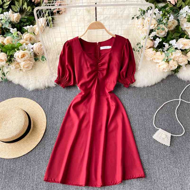 Women Temperament Slim Short Formal Dress Solid Color Sleeve Square Collar Fashion Spring Summer 11B596 210525, Black
Women Temperament Slim Short Formal Dress Solid Color Sleeve Square Collar Fashion Spring Summer 11B596 210525, Black