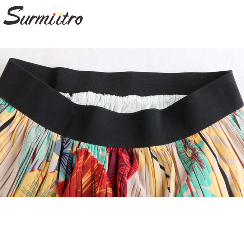 SURMIITRO Floral Print Chiffon Maxi Skirt Women With High Waist Spring Summer Ladies Red Black Long Pleated Female 210619