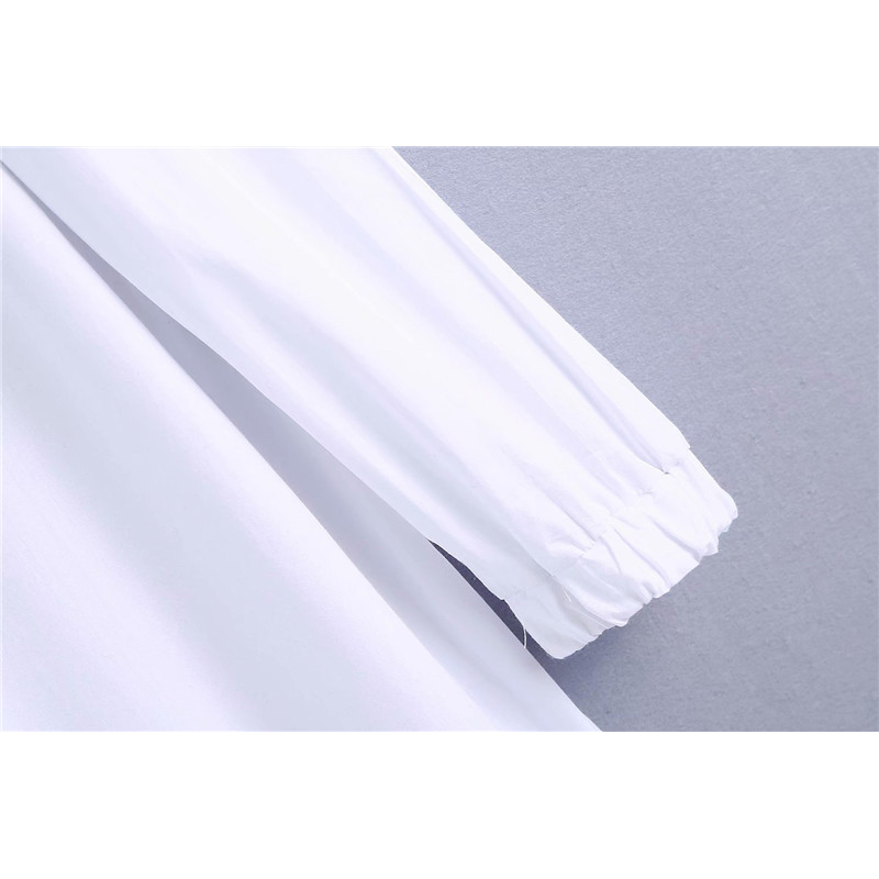 Evfer Women Elegant Big Peter pan Collar Sprint Autumn Long White Dresses Female Casual Sleeve High Waist Loose Dress Chic 210421