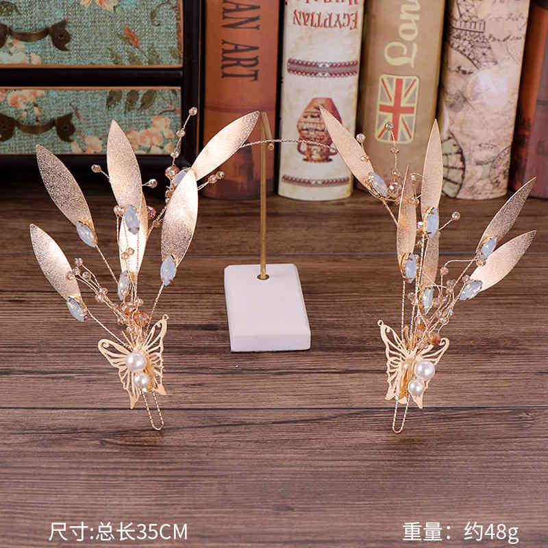 Wedding Hair Jewelry Accessories Tuan Ming Headdress Baroque Gold Leaf Hoop Selling Head Buckle Dress