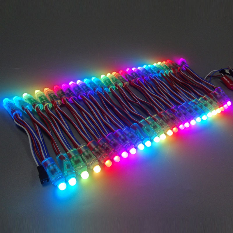 50pcs 12mm WS2811 Full Color LED Pixel Light Module DC 5V IP68 waterproof RGB colorful 2811 1903 IC Digital LEDs christmas Lights D2.0