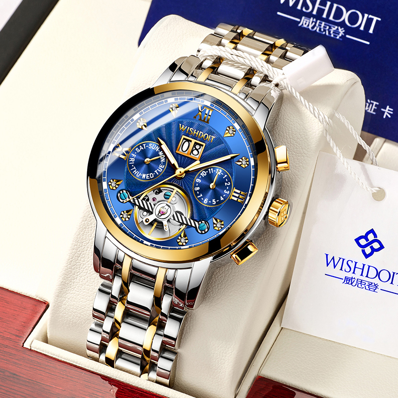 WISHDOIT Swiss Watch Mens Mechanical Automatic Hollow Watch Large Dial Waterproof Luminous 2021 New Mens Fashion Watch Luxuryg, Leather blue
WISHDOIT Swiss Watch Mens Mechanical Automatic Hollow Watch Large Dial Waterproof Luminous 2021 New Mens Fashion Watch Luxuryg, Leather blue