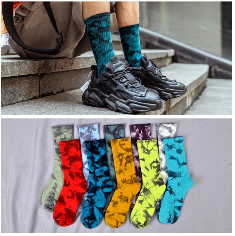 New Arrival Men socks Tie-dye breathable Cotton socks Casual Colorful Novelty Pattern Funny Socks