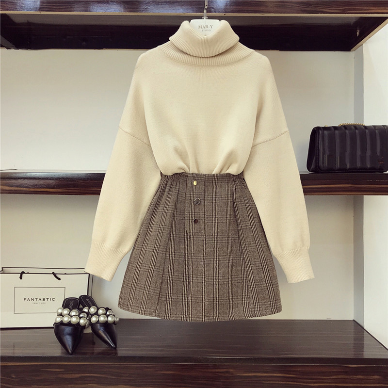 Women Sets Turtleneck Long Sleeved Loose All-match Clothing Korean Style Elegant Skirt 2 Piece Outfits for Womens Set 210525
Women Sets Turtleneck Long Sleeved Loose All-match Clothing Korean Style Elegant Skirt 2 Piece Outfits for Womens Set 210525