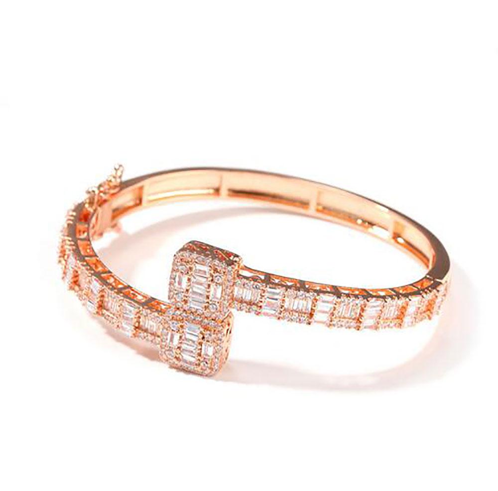 Hip Hop Wedding Bangle: Gold Filled Princess Cut Topaz Bracelet
