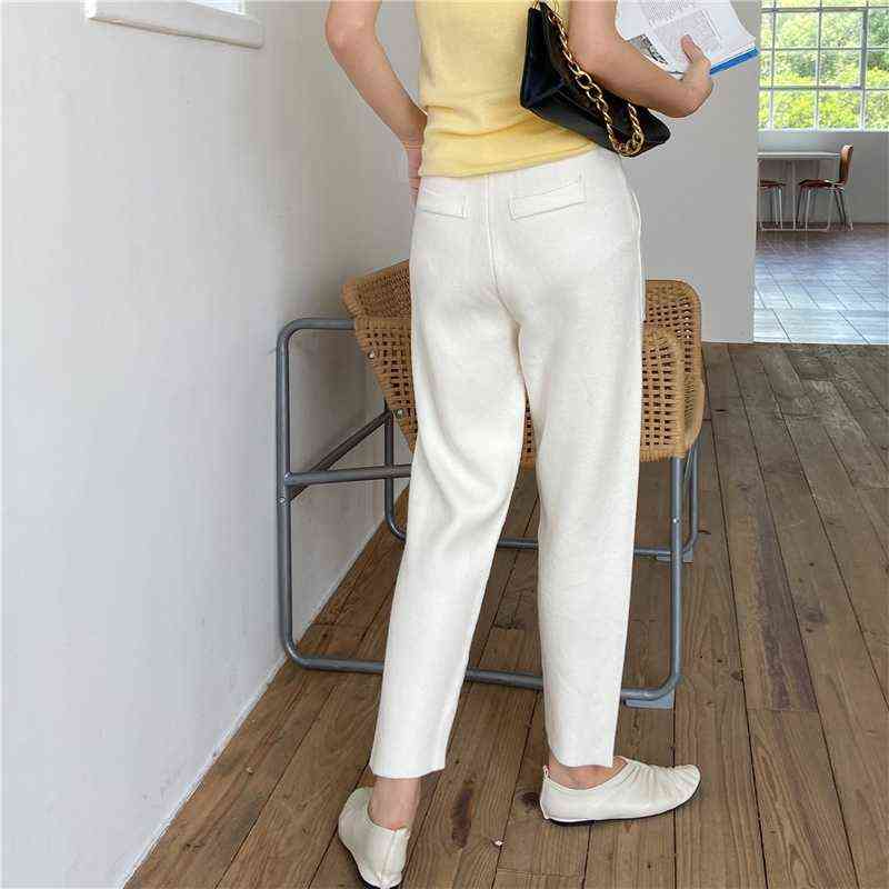 Colorfaith Autumn Winter Women Pants 3 Colors High Waist Wide Leg Pockets Ankle-Length Harem Warm Wild Trousers P1058 211115