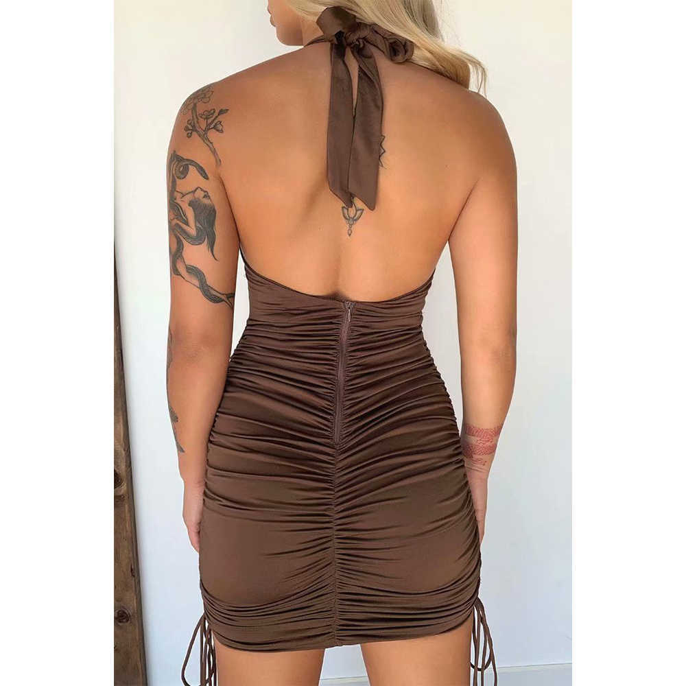 Summer Dress Women Backless Halter Mini Corset Dress elegant Casual Fashion Chic Lady Prom Dress Woman 210709