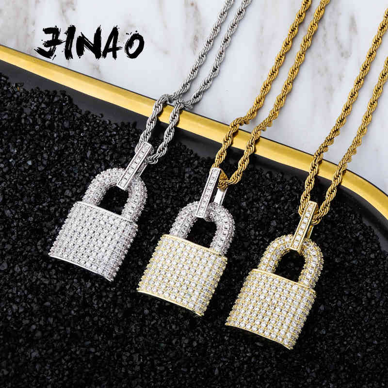 JINAO Hip Hop Bling Lock Pendant Iced Out Bling Cubic Zircon Necklace For Men Jewelry Charm X0509
JINAO Hip Hop Bling Lock Pendant Iced Out Bling Cubic Zircon Necklace For Men Jewelry Charm X0509
