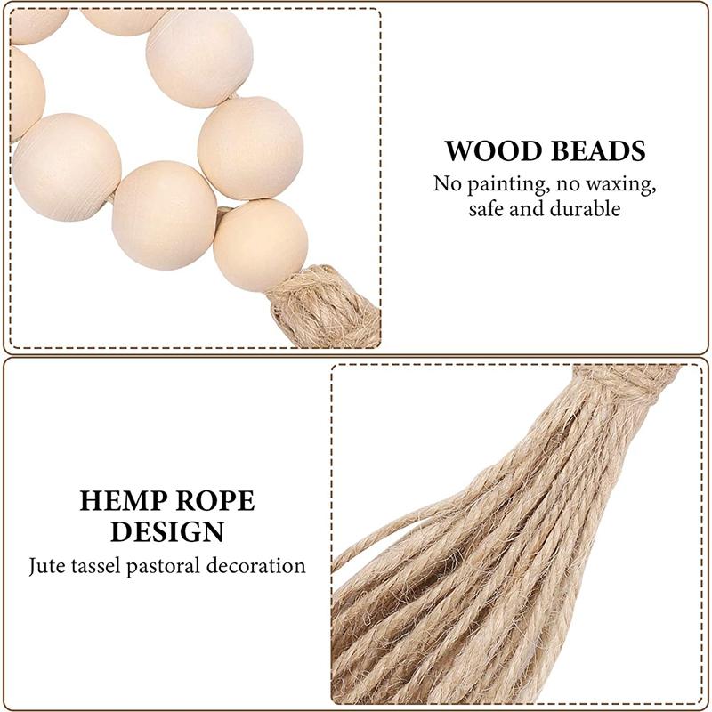 Napkin Rings 12 Pcs Wood Bead With Tassels Rustic Farmhouse Garland Wall Hanging Decor Weddings Table Decoration