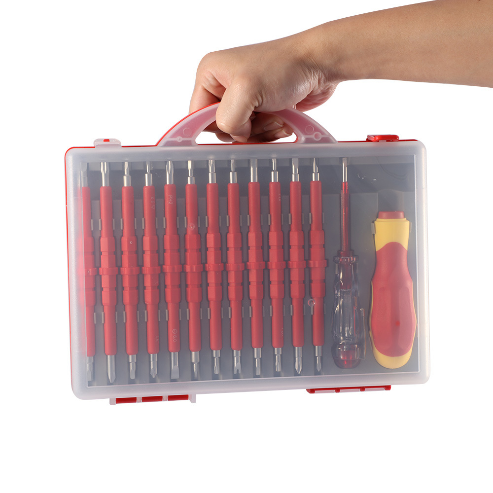 26 In 1 Insulated Screwdriver Set Slotted Torx Magnetic Screwdriver Bits Double End Screw Bit Set For Electricians Repair Tools