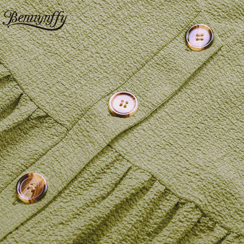 Turn-down Collar Loose Shirt Dresses for Women Summer Half Sleeve Single Breasted Solid Casual Shirred Mini Dress 210510