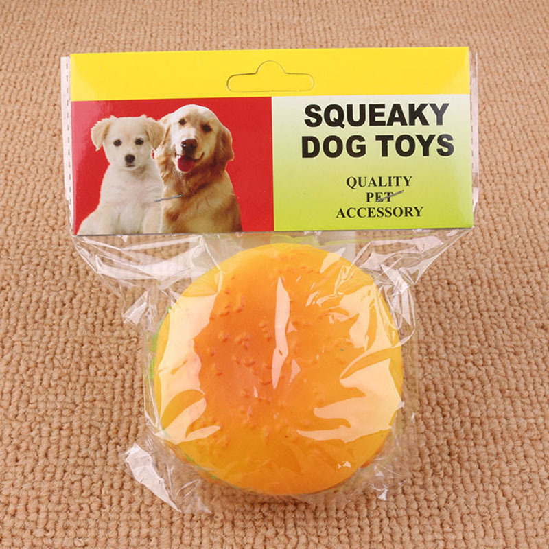 Interactive Dog Toys For Small Vinyl Glue Hamburger Squeak Puppy Diameter 8.5cm Chew Bite Resistant