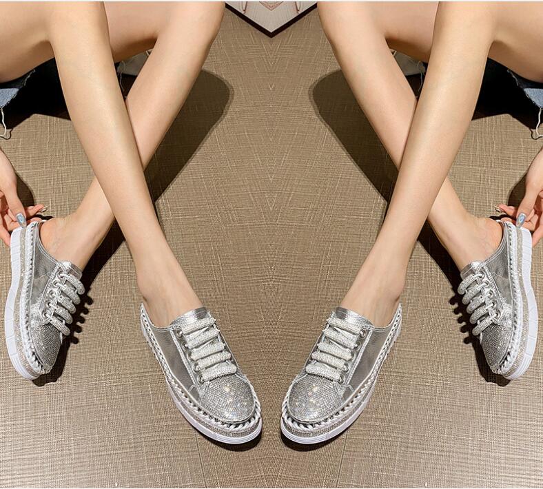 womens sequine silver white shoes new water drill thick sole 4CM lazy students cake shoes can make big size
womens sequine silver white shoes new water drill thick sole 4CM lazy students cake shoes can make big size