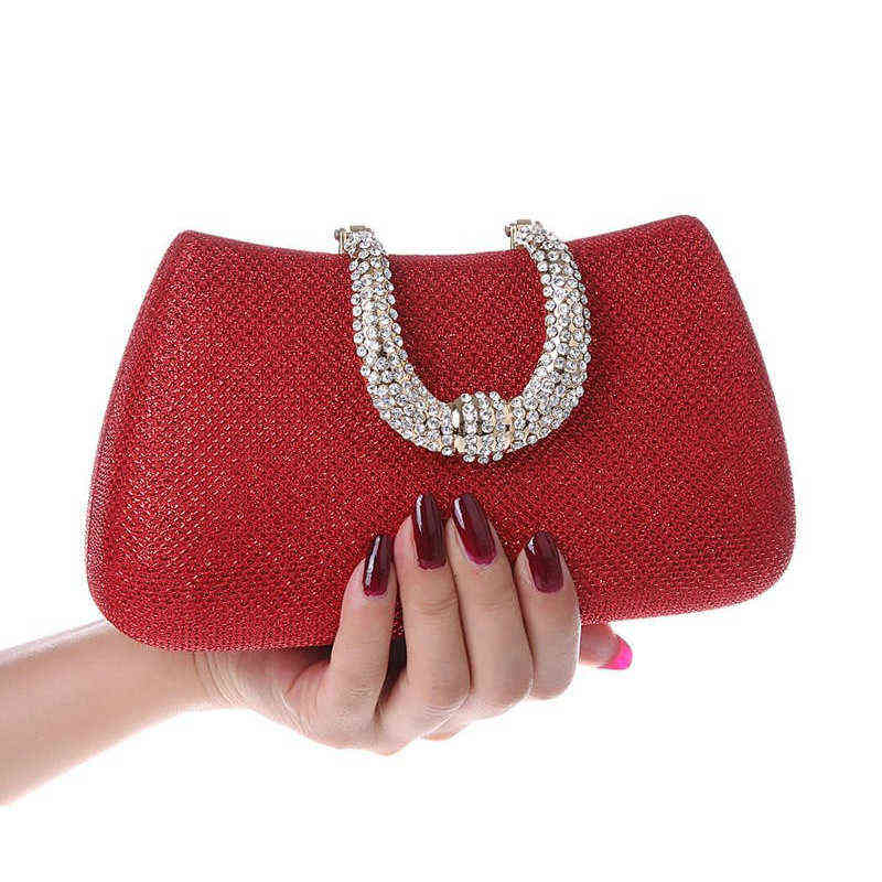 NXY Evening Bags Luxy Moon women crystal U Diamond clasp clutch bags glitter silver evening gold party purse woman handbag 220210