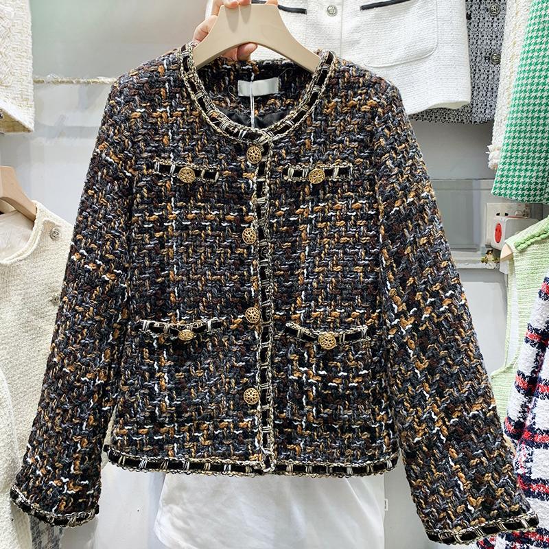 Women's Jackets 2021 Design Chains Patchwork Thickening Cotton Padded Liner Tweed Woolen Elegant Jacket Coat Casacos ML, Black;brown
Women's Jackets 2021 Design Chains Patchwork Thickening Cotton Padded Liner Tweed Woolen Elegant Jacket Coat Casacos ML, Black;brown