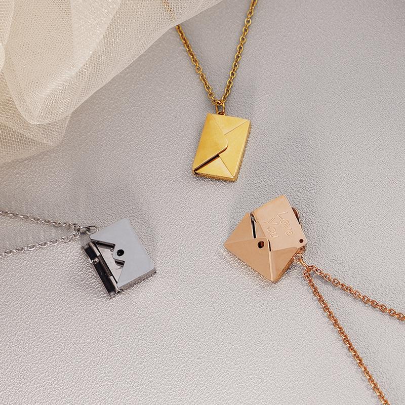 Pendant Necklaces Women Girl Flexible Envelope Shape Necklace Creative Chain With Love You Card For Gift Party
Pendant Necklaces Women Girl Flexible Envelope Shape Necklace Creative Chain With Love You Card For Gift Party