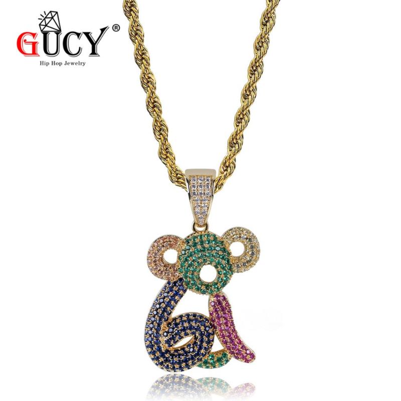 Pendant Necklaces GUCY Hiphop Arrival Animal Monkey Necklace Cubic Zircon Multicolor With Iced Out Tennis Chain Gift For Men
Pendant Necklaces GUCY Hiphop Arrival Animal Monkey Necklace Cubic Zircon Multicolor With Iced Out Tennis Chain Gift For Men