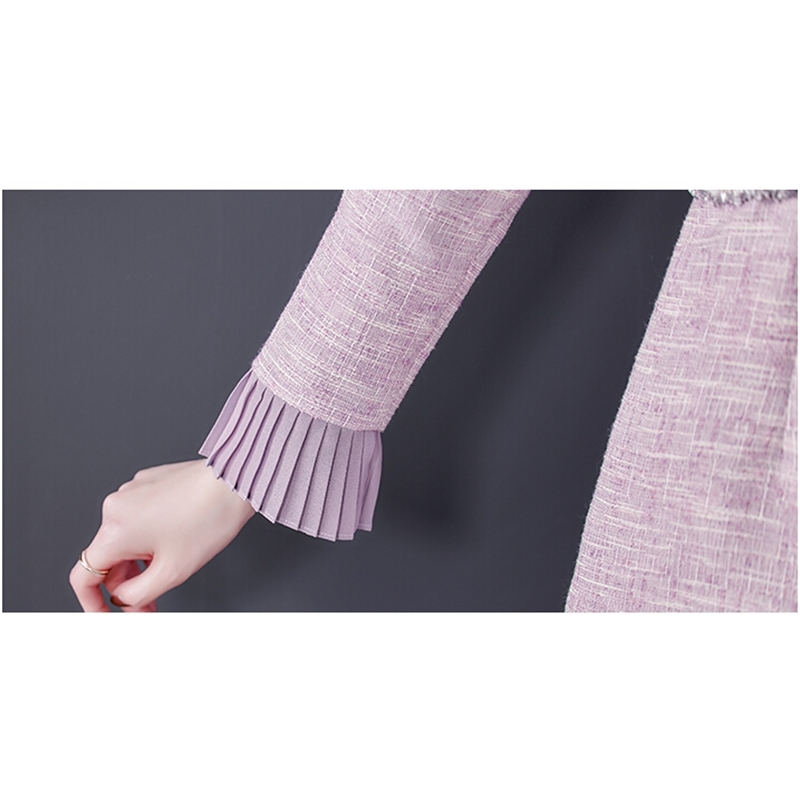 Autumn And Winter Runway Tweed Dress For Women Vintage Wool Chic Party Knee Length A-Line Diamonds Belt Dresses Vestdios 210520